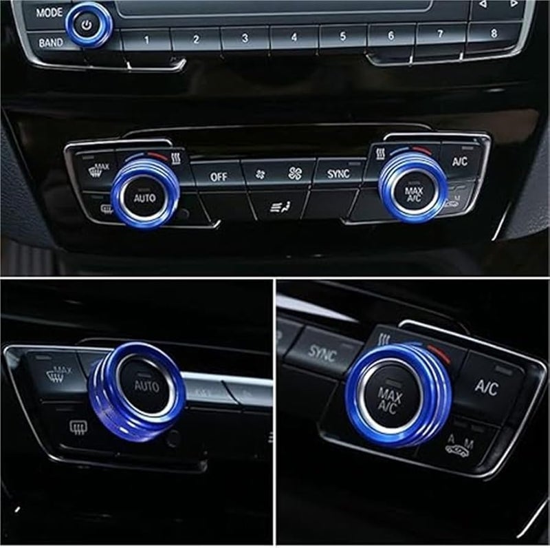 Blue Aluminum Alloy AC Radio Knob Covers For BMW 1 2 3 4 X1 Series F20 F30 F48 - Image 5